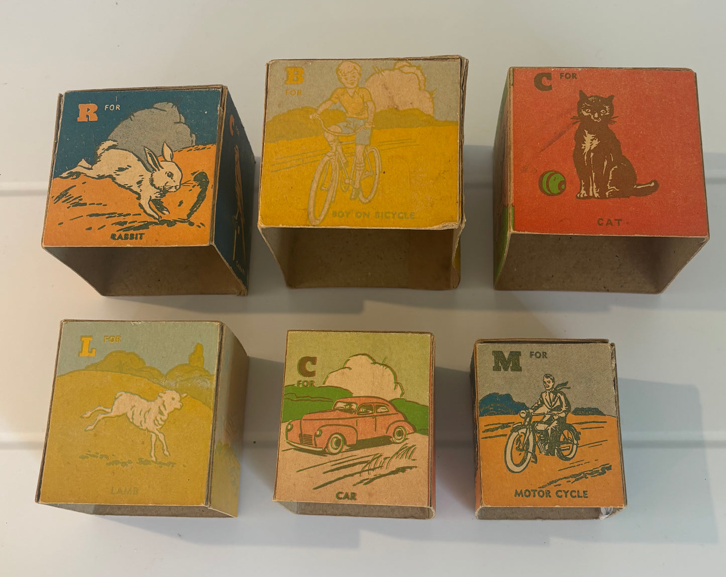 Rare Australian Vintage Alphabet Nesting Cardboard Blocks | c.1948–1951