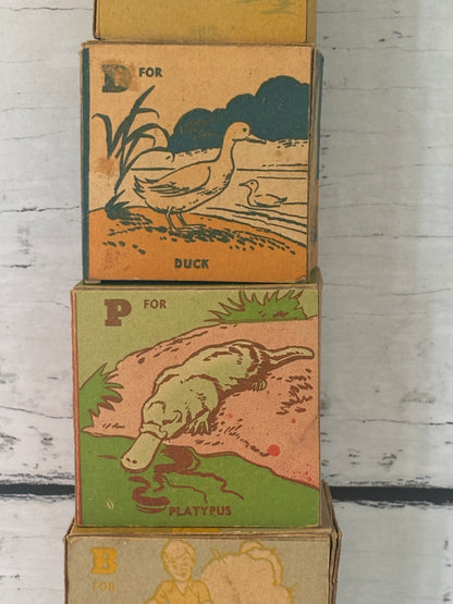 Rare Australian Vintage Alphabet Nesting Cardboard Blocks | c.1948–1951
