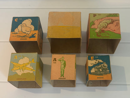 Rare Australian Vintage Alphabet Nesting Cardboard Blocks | c.1948–1951