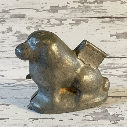 Antique French Pewter Chocolate Mould- Seated Dog