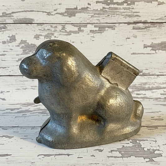 Antique French Pewter Chocolate Mould- Seated Dog