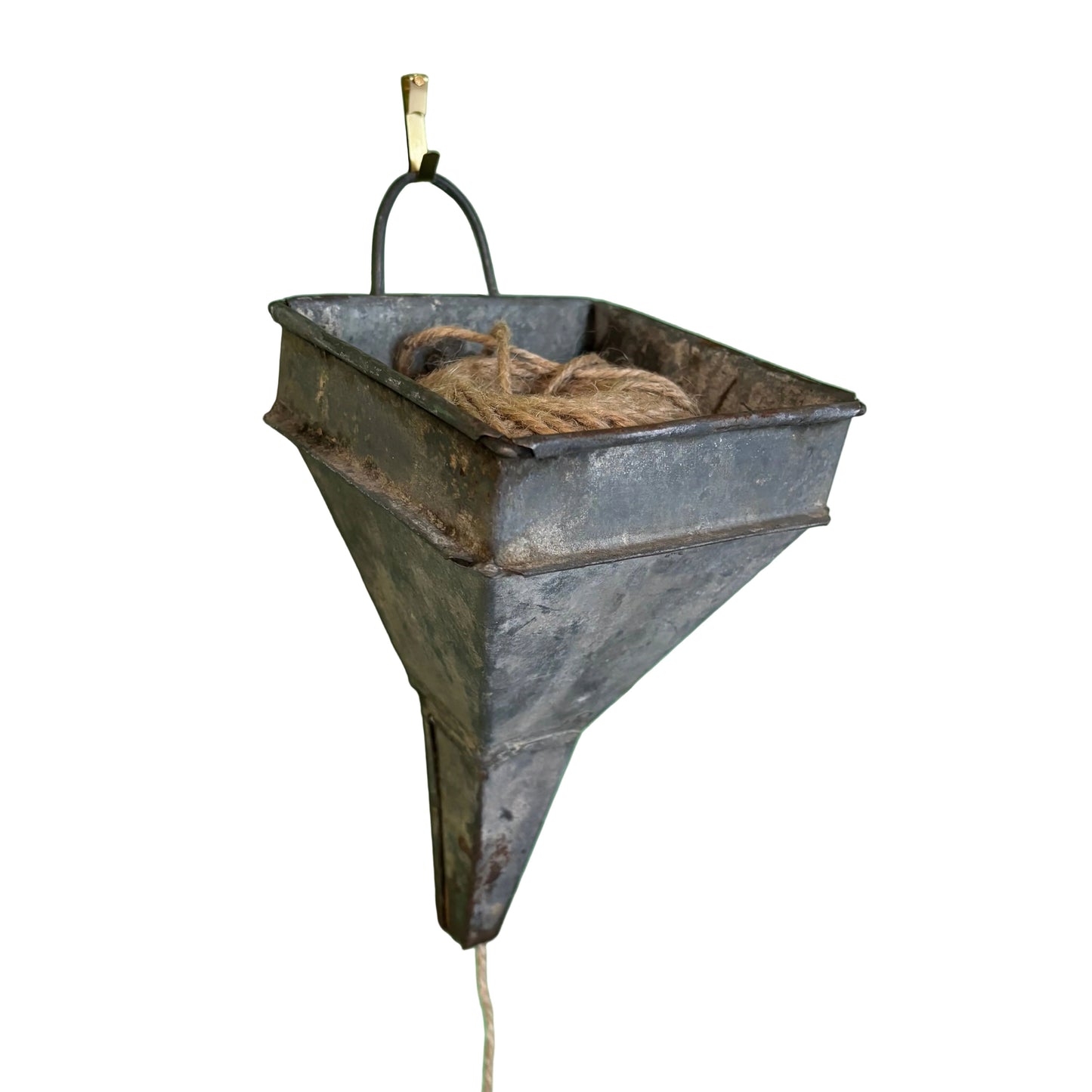 Vintage Galvanised Metal Funnel Wall Storage Holder 24cm