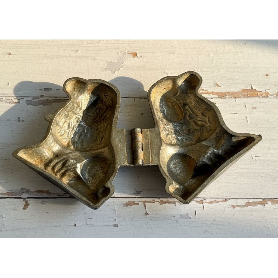 Antique French Pewter Chocolate Mould- Seated Dog