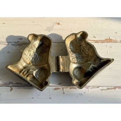 Antique French Pewter Chocolate Mould- Seated Dog