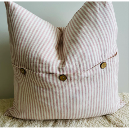 Cushion Cover | Button Detail | Pink Stripes