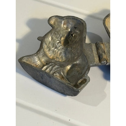 Antique French Pewter Chocolate Mould- Seated Dog
