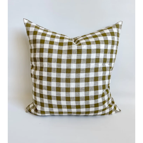 Linen Cushion Cover | Olive Gingham