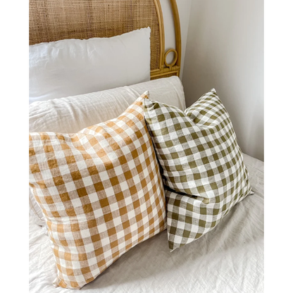 Linen Cushion Cover | Toffee Gingham