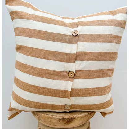 Linen Cushion Cover | Toffee Wide Stripe