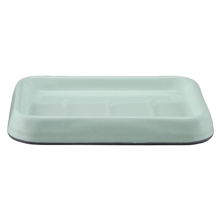 Enamel Soap Dish| Duck Egg Blue with Grey Rim