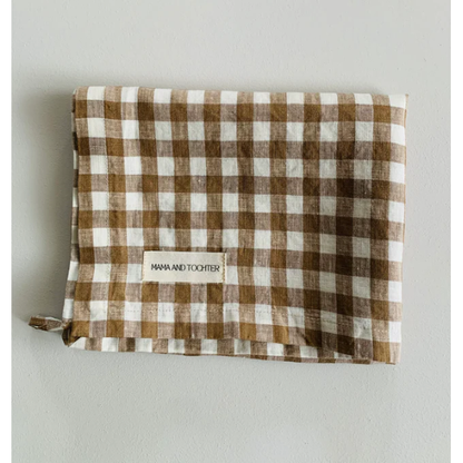 French Linen Tea Towel | Chocolate Gingham