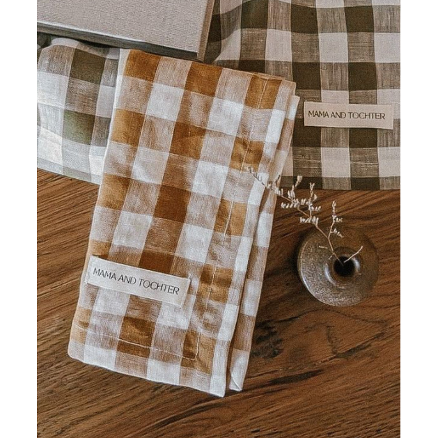 French Linen Tea Towel | Toffee Gingham