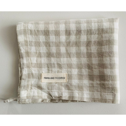 French Linen Tea Towel | Dove Grey Gingham