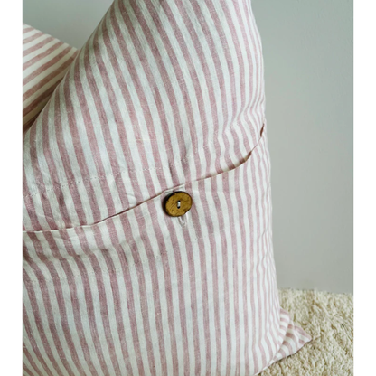 Cushion Cover | Button Detail | Pink Stripes