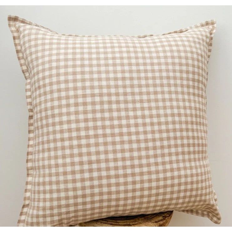 Euro Cushion Cover | Natural Gingham