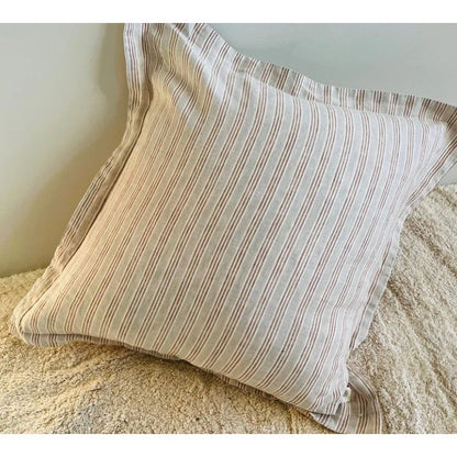 Linen Cushion Cover | Biscuit Stripe | 50 x 50 with Flange