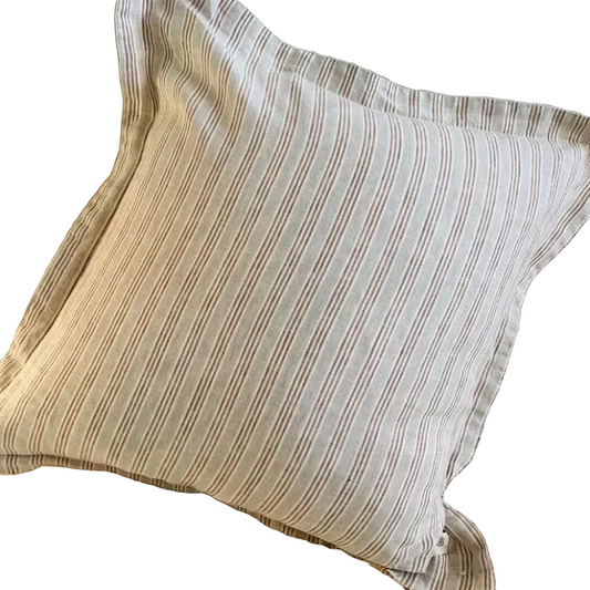 Linen Cushion Cover | Biscuit Stripe | 50 x 50 with Flange