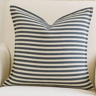 Linen Cushion Cover | Navy Stripe | 50 x 50 with Flange