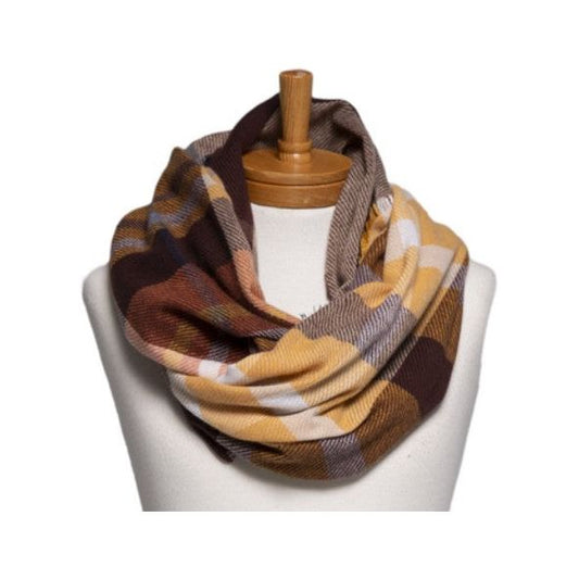 Scarf | Infinity | Plaid Check Chocolate