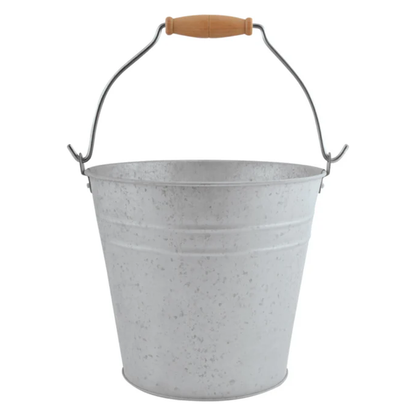 9.5L Aged Zinc Bucket with Wooden Handle