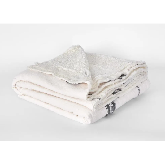 Throw Rug | Striped Slub Sherpa