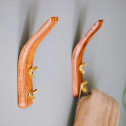 Coat Hook | Wood and Brass