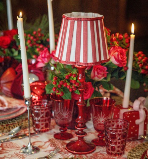 Lamp Shade | Red Stripe Scalloped