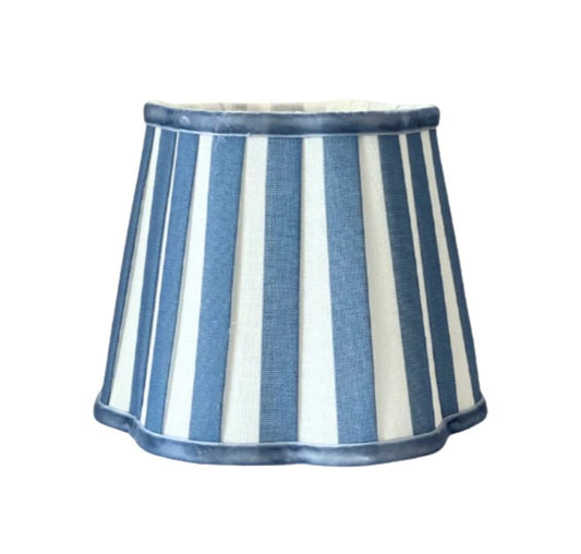 Lamp Shade | Ocean Blue Stripe Scalloped