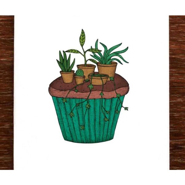 Blank Card | Cupcake Garden