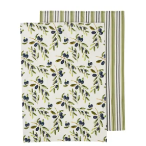 Cotton Tea Towel Set of 2 | Olives
