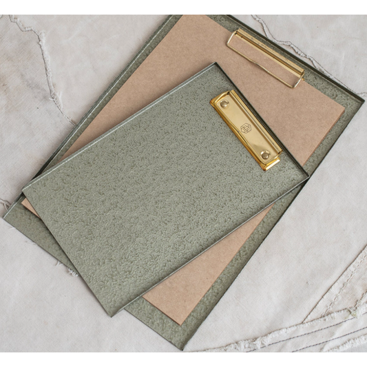 A5 Metal Clipboard – Green Steel Clipboard with Brass Clip