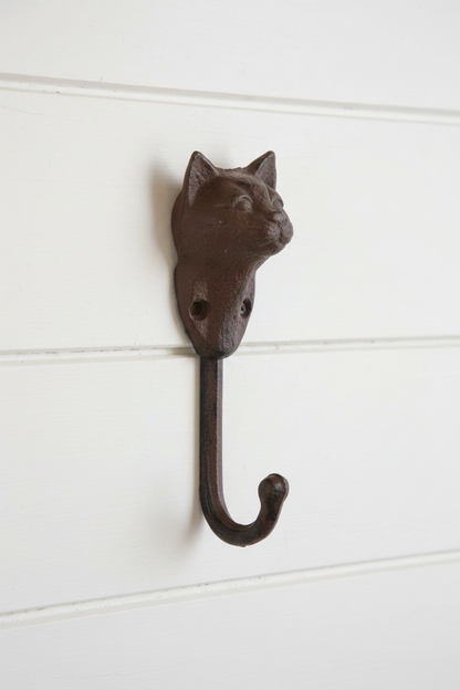 Cast Iron Cat Wall Hook – Rustic Vintage Coat & Hat Hanger