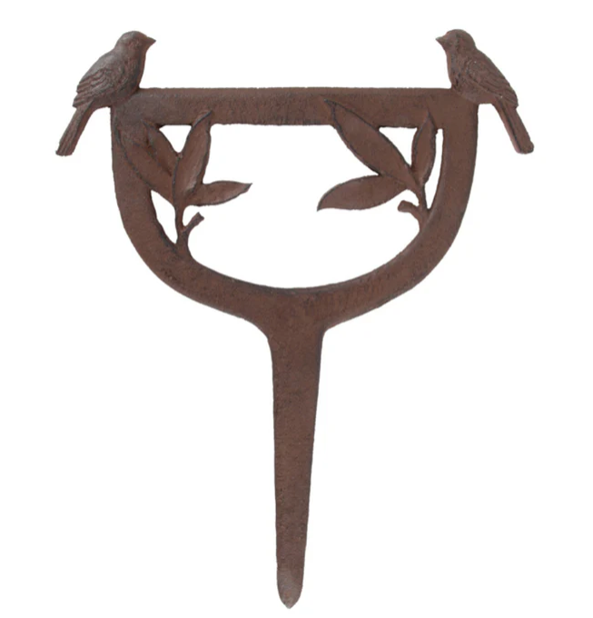 Cast Iron Boot Scraper Stake with Bird Design Garden Decor