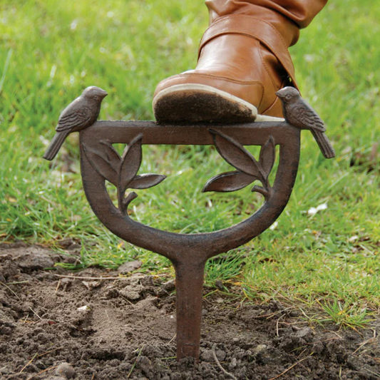 Cast Iron Boot Scraper Stake with Bird Design Garden Decor