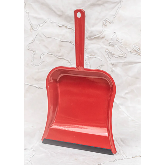 Red Metal Dustpan with Rubber Edge | German Made Household Dustpan
