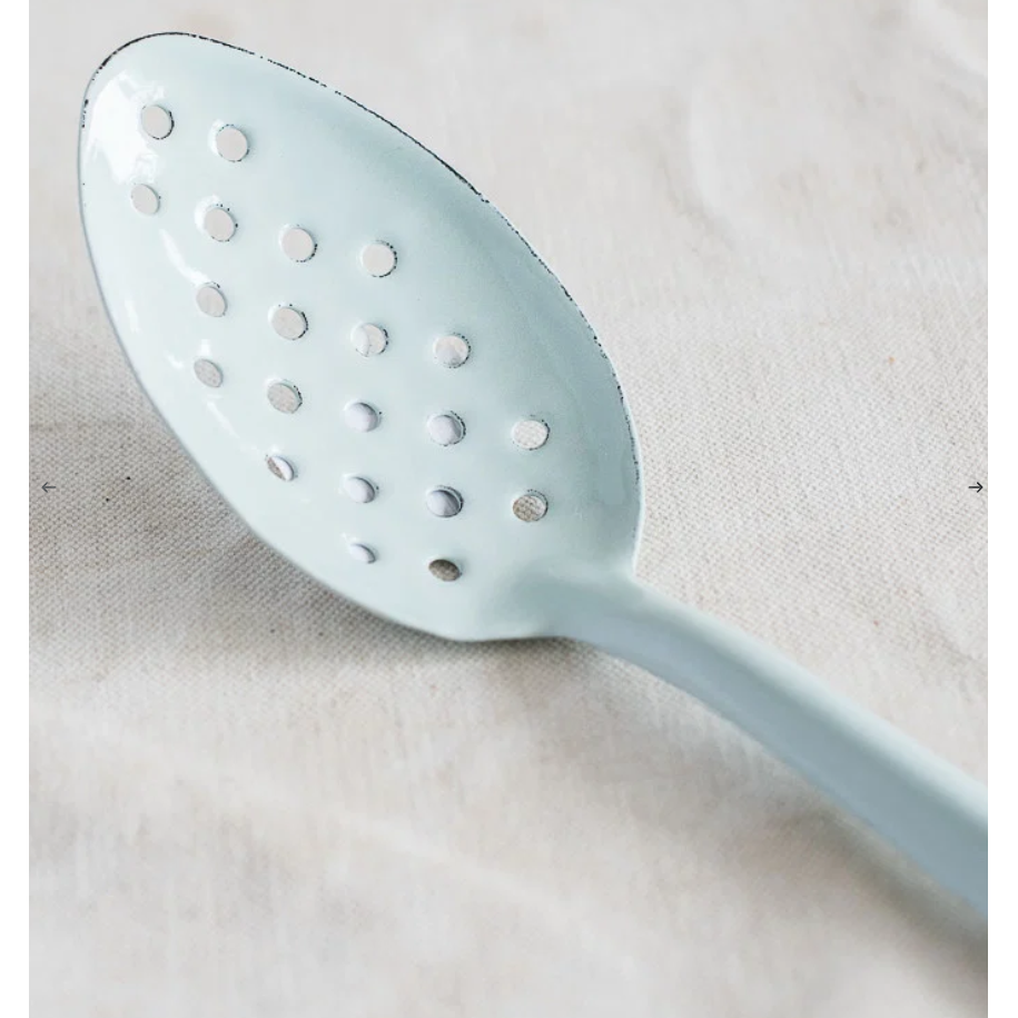Falcon Enamel Perforated Spoon Duck Egg Blue 30cm | Slotted Spoon