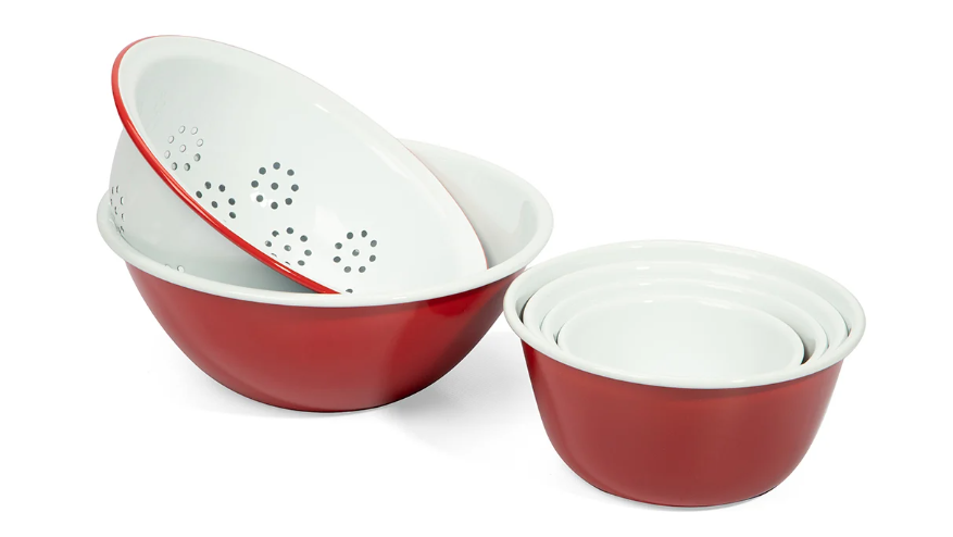 Falcon Enamelware Deluxe Prep Set Red & White – 6 Piece