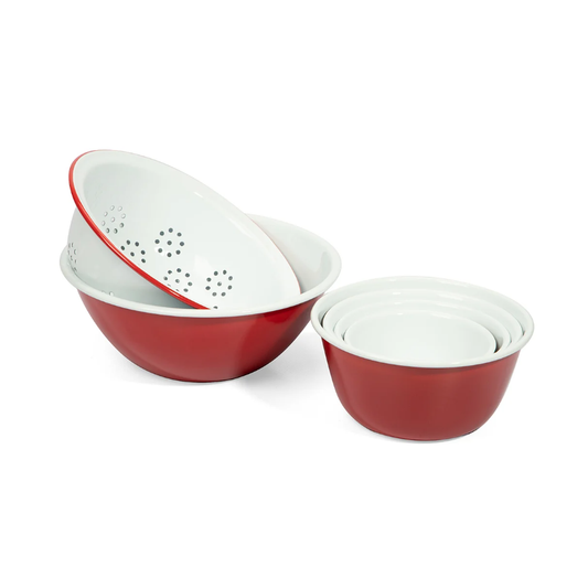 Falcon Enamelware Deluxe Prep Set Red & White – 6 Piece