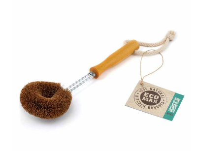 Natural Coconut Dish Brush | Plastic Free Scrubbing Brush with Wood Handle