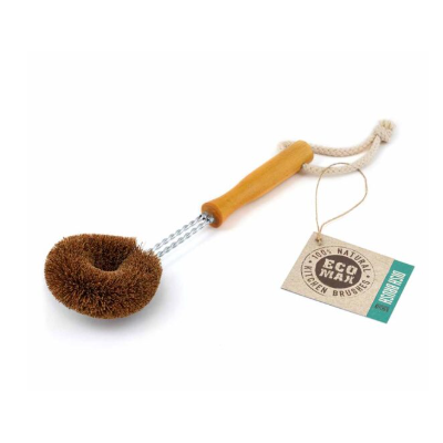 Natural Coconut Dish Brush | Plastic Free Scrubbing Brush with Wood Handle