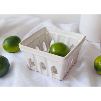 Ceramic Berry Punnet | White Slatted Serving Dish