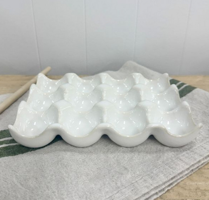 Ceramic Egg Tray | White or Green