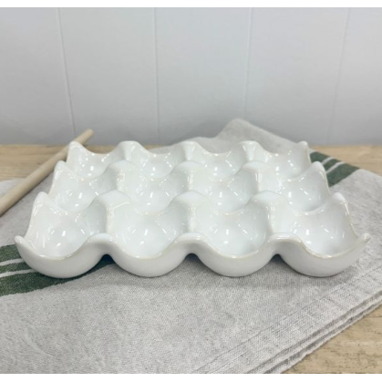 Ceramic Egg Tray | White or Green