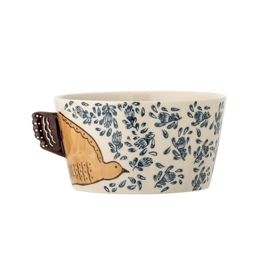 Bloomingville Hezha Bird Bowl | Hand-Painted Natural