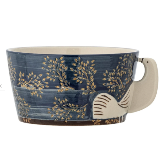 Bloomingville Hezha Bird Bowl | Hand-Painted Blue