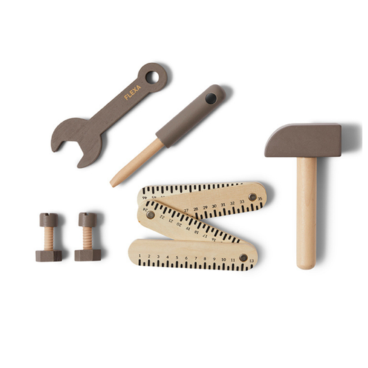 FLEXA Wooden Tool Set FSC Birch Wood Toy Tools for Kids