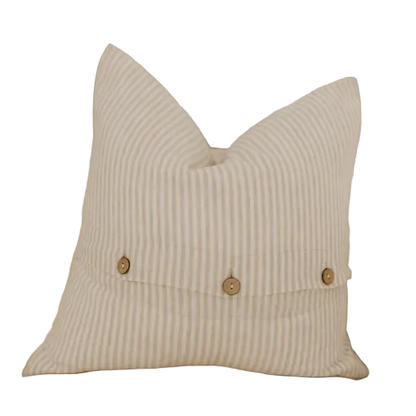 Linen Cushion Cover Button Back | Nature Pinstripe | 50 x 50