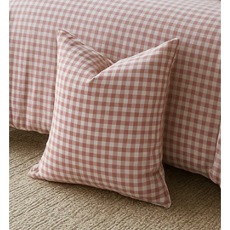 Linen Cushion Cover | Blush Gingham | 50 x 50 with Flange