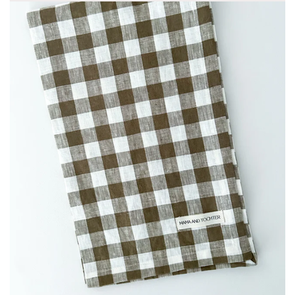 French Linen Tea Towel | Olive Gingham