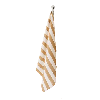 French Linen Tea Towel | Wide Toffee Stripe